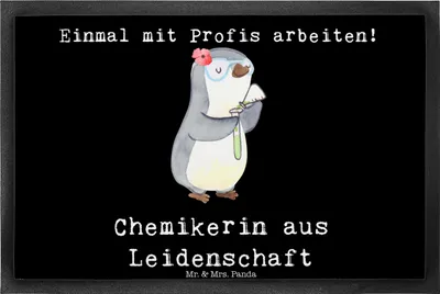 Produktbild von Mr. & Mrs. Panda fußmatte Chemikerin Leidenschaft 40 x 60 cm - Schwarz - Geschenk, Studium, Gummimatte, Labor, Schmutzmatte, Schmutzfangmatte, Spruch, Witzig, bodenmatte