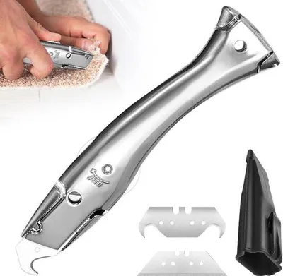 Produktbild von Professionelle Teppichmesser - Haakmesser - Trapezformmesser - Kunststoffkorb - Messer für Dachdecker - Zimmerleute - Schlepper