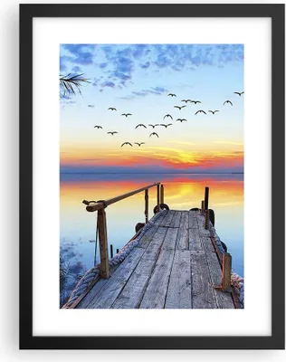 Produktbild von Gerahmtes Poster - Schwarzer Rahmen - Brücke See - 30x40 cm - Wand Bild - Wanddeko - Wandbilder - Kunstposter - Wandposter - Bilderrahmen - Bilder - Kunstdruck - Wandbild - P2BPA30x40-3818
