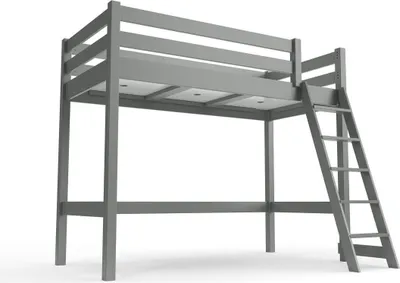 Produktbild von Kinderhochbett 90x200 ABC Holz mit Schrägleiter - Grau