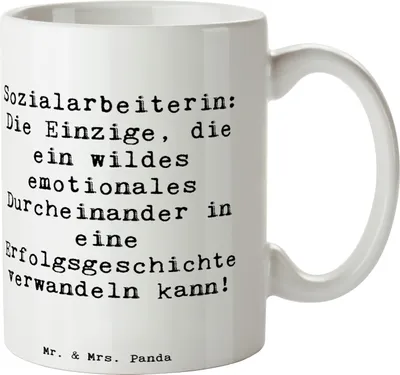 Produktbild von Mr. & Mrs. Panda Geschenktasse Spruch Sozialarbeiterin Erfolg - Weiß - Geschenk, Veränderungen, Berufspassion, Tasse, Geschenke mit Herz, Empathie, Beratung, Beruf