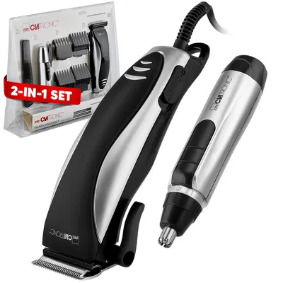 Produktbild von Clatronic® Haarschneidemaschine-Set mit Nasenhaarentferner | 3 - 12 mm | Stufenlose Schnittlängenregulierung | Edelstahl-Scherkopf | HSM 3441 NE