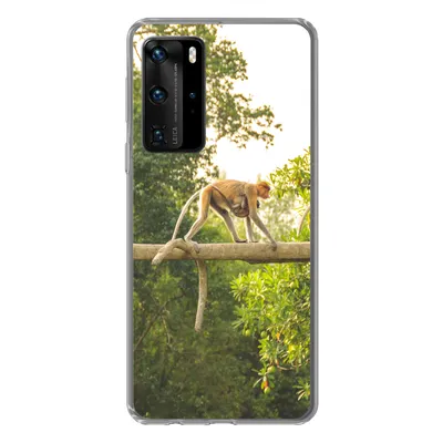 Produktbild von MuchoWow® Handyhülle Schutzhülle Hülle für Huawei P40 Pro Affen laufen auf Ast Silikon Softcase Handy Hülle - Schutz