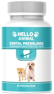 Produktbild von Hello Animal® Dental Presslinge  – Dental - für Hunde – Zahnsteinspray für Hunde – Zahnstein selbst entfernen – Zahnspray für Hunde gegen Mundgeruch