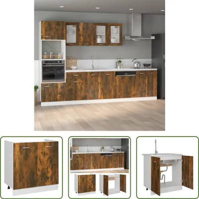 Obrázek produktu pro The Living Store Spodní skříňka pod umyvadlo z kouřového dubu 80x46x81,5 cm Materiál na bázi dřeva