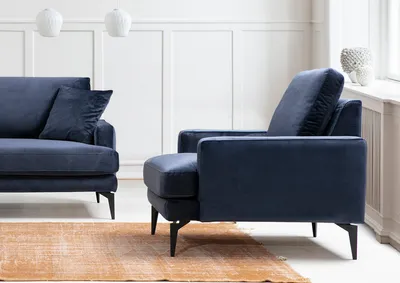 Produktbild von Hanah Home, Papira Armchair - Navy Blue, Ohrensessel, Marineblau, Polyester, 80 x 88 x 90 x  cm