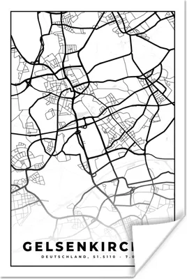 Produktbild von MuchoWow® Poster Karte - Stadtplan von Gelsenkirchen - Stadtplan 40x60 cm - Plakate für die Wand - Poster Babyzimmer