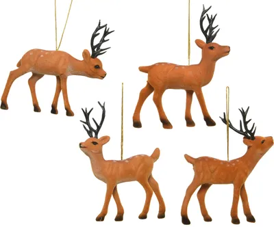 Produktbild von Christbaumschmuck Kunststoff / Samt Hirsch 13cm braun 1 Stück sortiert
