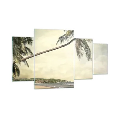 Produktbild von Bilder auf glas - 4 Teile - Palme Strand Insel - 160x90cm - Glasbilder - Wandbilder - Bilder - zum Aufhängen bereit - Wanddekoration aus Glas - Glas Bilder - Wandbild auf Glas - GDL160x90-4154