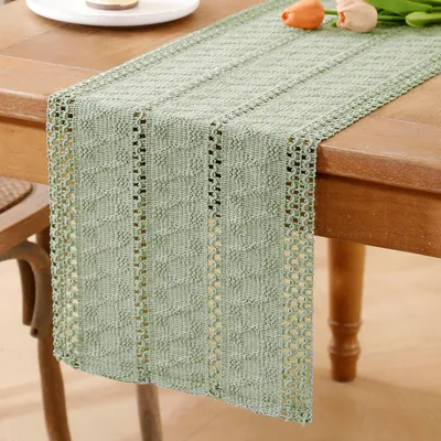 Imagen del producto de Mantel individual de algodón y lino, 40 x 140 cm, estilo bohemio, ideal para bodas