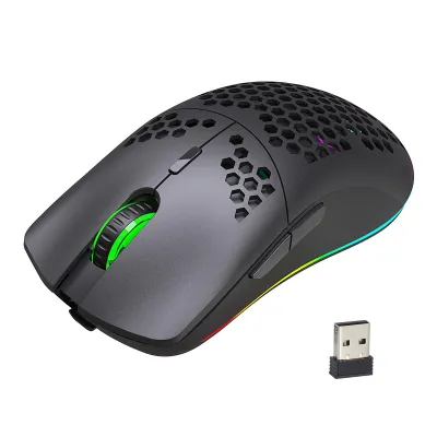 Produktbild von T66 RGB 2.4G Drahtlose Gaming-Maus RGB-Beleuchtung Lademaus mit einstellbarer DPI Ergonomisches Design fuer Desktop-Laptop Schwarz