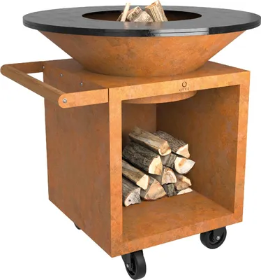 Produktbild von OFYR Classic Storage Corten 100 PRO Grill- und Feuerschale mit Plancha OCS-100-PRO