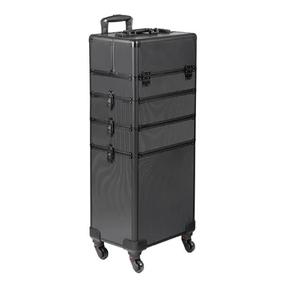 Produktbild von Kosmetikkoffer Trolley Schwarz 70L Schminkkoffer mit Rollen & Filz-Innenfächern