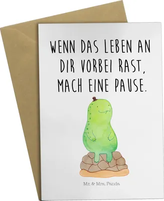 Produktbild von Mr. & Mrs. Panda Glückwunschkarte Schildkröte Pause - Weiß - Geschenk, valentinstagskarte, Grußkarte, Achtsam, babykarte, hochzeitskarten, weihnachtskarten, Entspannen
