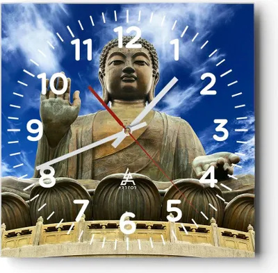 Produktbild von Wanduhr - Quadrat - Glasuhr - Asien buddha kultur - 40x40cm - Schleichendes Uhrwerk - Lautlos - zum Aufhängen bereit - Dekoration Modern - Wanddekoration aus Glas - C4AC40x40-2114