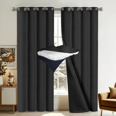 Samt-Paneelvorhänge 2er-Set, 132x213 cm, schwarz, wärmeisolierend