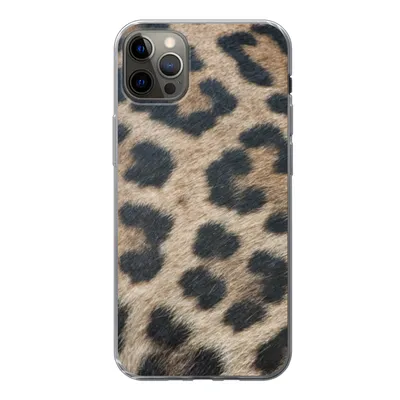 A close-up view of a leopard print iPhone case.