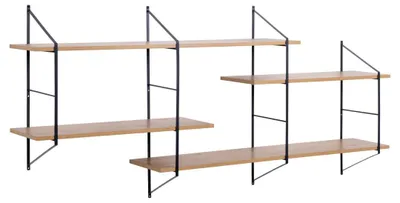 Produktbild von Actona Belfast, Schweberegal, Wandverteiler, Melamin, Stahl, Schwarz, Eiche, Universal, 4 Regale