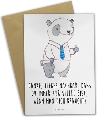 Produktbild von Mr. & Mrs. Panda Beileidskarte Danke Nachbar - Weiß - Geschenk, weihnachtskarten, hochzeitskarten, Freundschaft, osterkarten, jubiläumskarte, sagen, Grußkarte, Bedanken