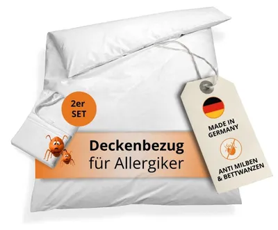 Allergie-Bettwäsche-Set 155x220 cm, Evolon, milbendicht, weiß
