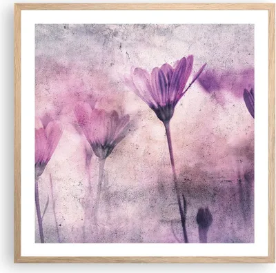 Produktbild von Gerahmtes Poster - Rahmen in heller Eiche - Blumen Rosa Vintage - 60x60 cm - Wand Bild - Wanddeko - Wandbilder - Kunstposter - Wandposter - Bilderrahmen - Bilder - Kunstdruck - P2NAC60x60-4432
