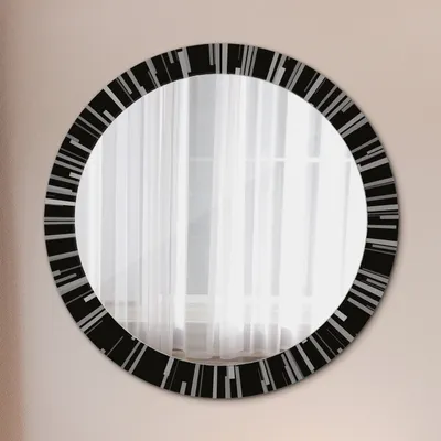 Produktbild von Runder Spiegel mit Modernem Aufdruck - Dekospiegel Wandmontage -radial Komposition- Ø80cm