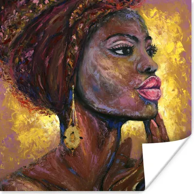 Produktbild von MuchoWow® Poster Gemälde - Ölgemälde - Gold - Frau 50x50 cm - Wohnzimmerdekoration