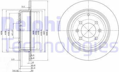 Produktbild von 2x DELPHI Bremsscheibe BG2873 passend für PEUGEOT 406 (8B) 406 Coupe (8C) 60 5mm