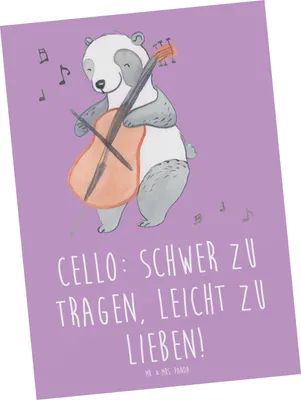 Produktbild von Mr. & Mrs. Panda Postkarte Cello Liebe - Lavendeltraum - Geschenk, Musiker, Streichinstrument, Musik, Ansichtskarten, Musikinstrument, Instrument, Postkarten, bildkarte