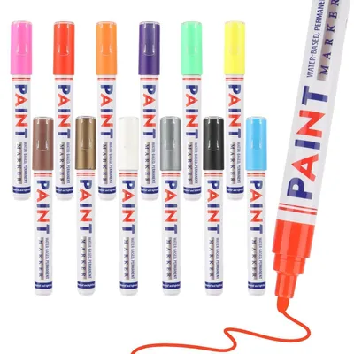 Immagine prodotto di Set di pennarelli indelebili con 12 colori, a base d'acqua, ad asciugatura rapida, con punta fine da 3 mm