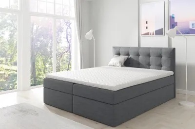 Produktbild von Boxspringbett Schlafzimmerbett OVIEDO XL 200x220cm Stoff Dunkelgrau