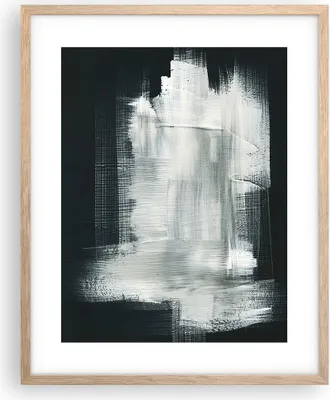 Produktbild von Gerahmtes Poster - Rahmen in heller Eiche - Abstraktion Schwarz Weiß - 40x50 cm - Wand Bild - Wanddeko - Wandbilder - Wandposter - Bilderrahmen - Bilder - Kunstdruck - Wandbild - P2NPA40x50-4173
