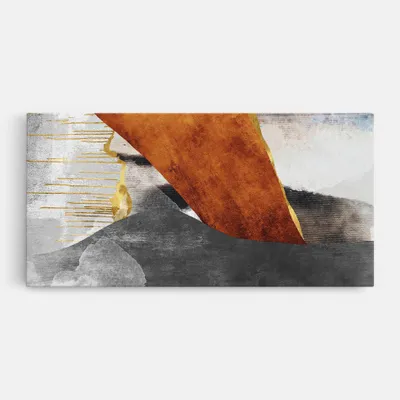 Produktbild von ARTHUB® Leinwandbild 40x80 cm, Abstract Golden Orange | Wohnzimmerdekoration, Hängende Bilder, Wanddekoration, Heimdekoration, Abstrakte, Abstrakte Kunst