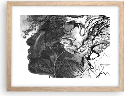 Produktbild von Gerahmtes Poster - Rahmen in heller Eiche - Frau Linie Kunst. - 40x30 cm - Wand Bild - Wanddeko - Wandbilder - Kunstposter - Wandposter - Bilderrahmen - Bilder - Kunstdruck - P2NAA40x30-4687