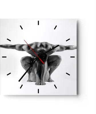 Produktbild von Wanduhr - Quadrat - Glasuhr - Modell Körper Muskeln Tätowierung - 40x40cm - Schleichendes Uhrwerk - Lautlos - zum Aufhängen bereit - Dekoration Modern - Wanddekoration aus Glas - C3AC40x40-0265
