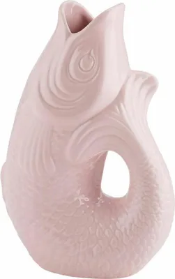 Image de Gift Company Vase Monsieur Carafon S, vase décoratif en forme de poisson, faïence, Sea Pink, 25 cm, 1087403012
