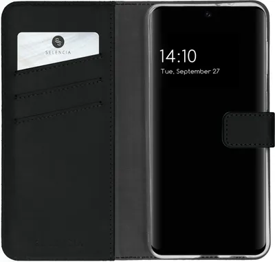 Produktbild von Selencia Echtleder Klapphülle Samsung Galaxy S21 FE - Schwarz