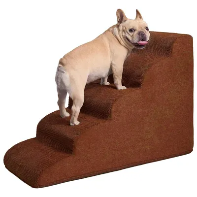 Produktbild von Hundetreppe für hohe Betten, 5-stufige Hundetreppe für kleine Hunde und Katzen, gebogene Haustiertreppe zum Erklimmen hoher Betten, rutschfeste, ausba