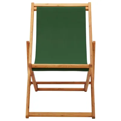 Immagine prodotto di vidaXL Sedia da spiaggia pieghevole in legno di eucalipto e tessuto verde