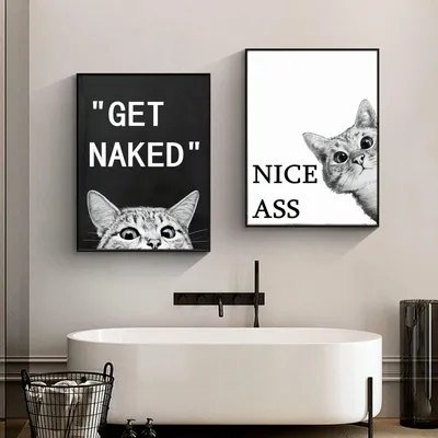 Poster-Set 2er, lustige Tiere, Schwarz-Weiß, Kunstdruck, 40x60 cm