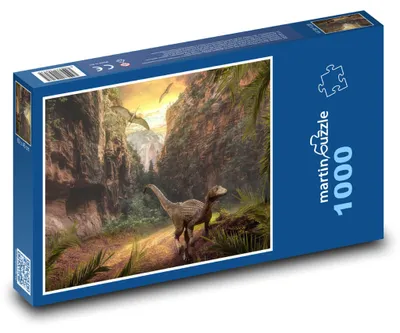 Produktbild von Puzzle 1000 Dinosaurier in der Naturkulisse - martinpuzzle