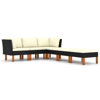 Produktbild von vidaXL 6-tlg. Garten-Lounge-Set mit Kissen Poly Rattan Schwarz