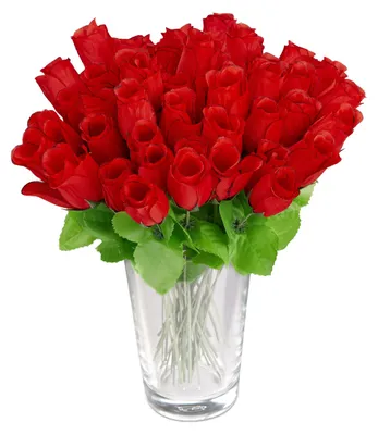 Kunstrosen, 48 Stück, rot, mit Stiel, Höhe 26 cm, Dekoblumen