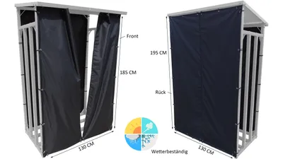 Produktbild von Grasekamp Wetterschutz Set Front und Rückwand zu  Kaminholzunterstand 130x70x203cm  PVC Schwarz