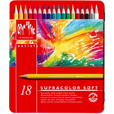 Image de CARAN D'ACHE 3888318 CARAN D'ACHE Crayons de couleur SUPRACOLOR, étui métallique de 18 pièces