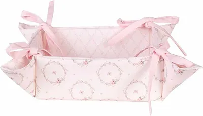 Zdjęcie produktu dla Koszyk na pieczywo Clayre & Eef 35x35x8 cm Różowy Bawełniany Królik