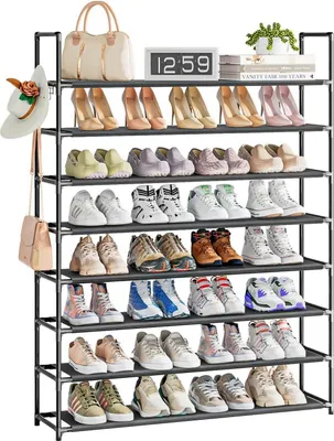Produktbild von OYREL Schuhregal 8 Etagen Schwarz für 32-40 Paar - Schuhaufbewahrung Platzsparend