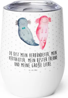 Produktbild von Mr. & Mrs. Panda Thermobecher Axolotl Freundin - Weiß - Geschenk, Liebe, Paar, Große, thermosbecher, kaffee tasse, Thermo Becher, Valentinstag, Edelstahlbecher