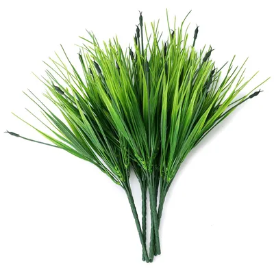 Image de 6 lots de gazon synthétique, plantes artificielles, végétation décorative, résistants aux UV, pour l'intérieur et l'extérieur, pour la maison et le bureau (30-40 cm)