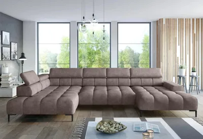 Obrázok produktu pre DOMO-HOME Rohová sedacia súprava PLAZA XL s elektrickou relaxačnou funkciou 385x216cm | Moderný dizajn| Kvalitné spracovanie| Nastaviteľné opierky hlavy| Farba svetlohnedá Solar| Ľavá